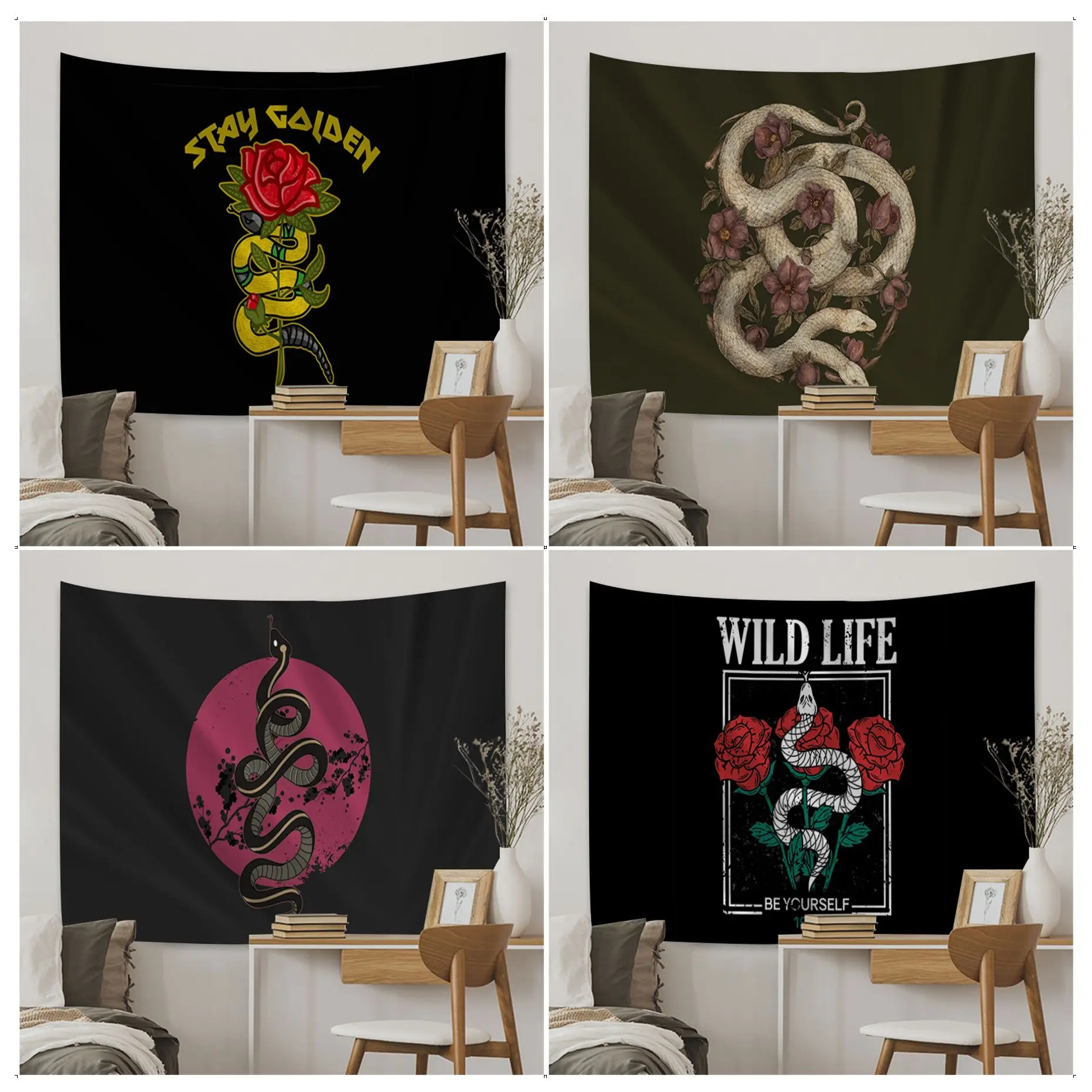 Растительный Небесный Змеиный гобелен Художественная печать дешевый хиппи