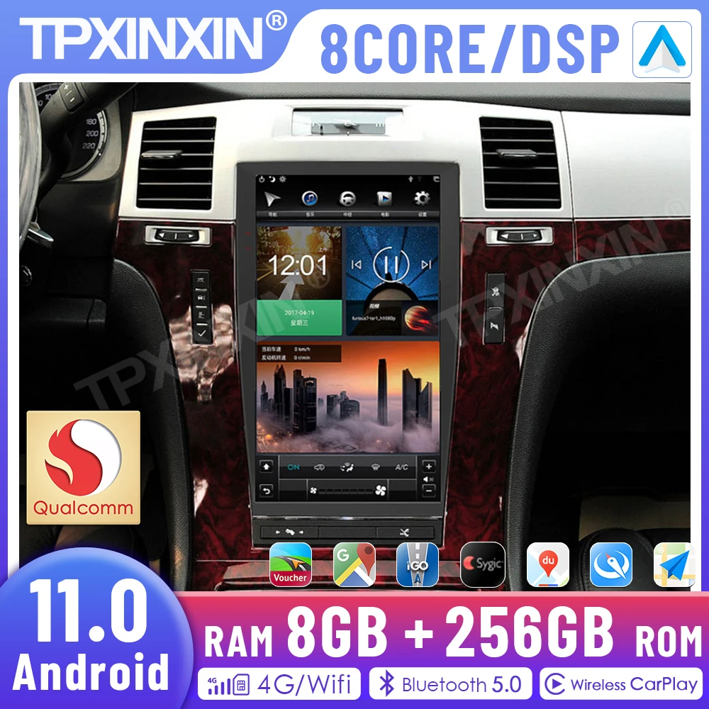 

2 Din For Cadillac Escalade 2007-2014 Android 11.0 8+256G Car Radio Multimedia Player Auto Stereo GPS Navi Head Unit DSP Carplay
