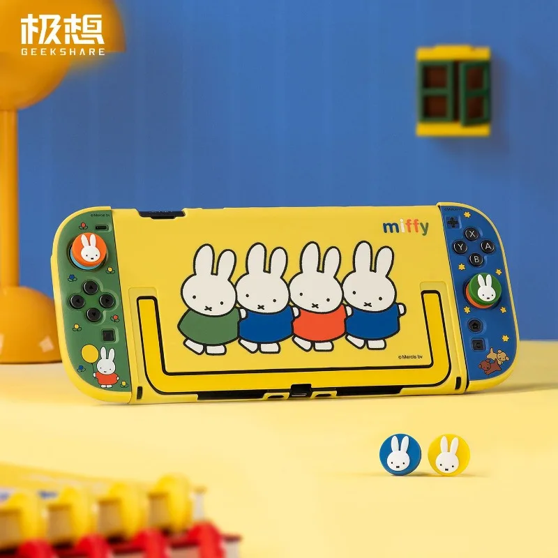 Фото Милый чехол Miffy для Nintendo Switch OLED, жесткий защитный чехол для контроллера, милый корпус с персонажем из игры, очаровательный дизайн. №3