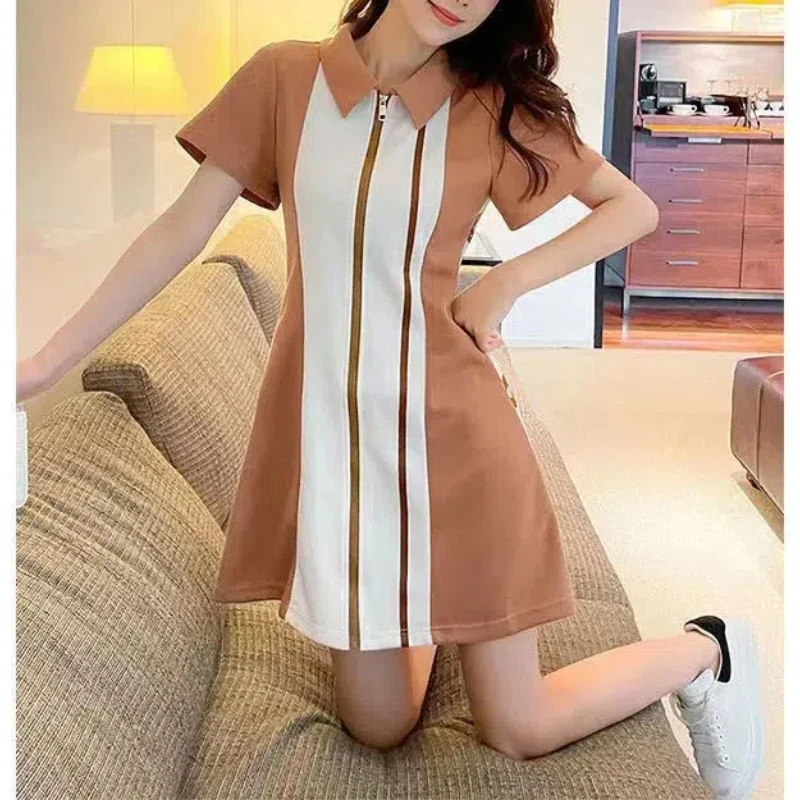 Женское Повседневное платье-поло винтажное классическое ТРАПЕЦИЕВИДНОЕ ПЛАТЬЕ