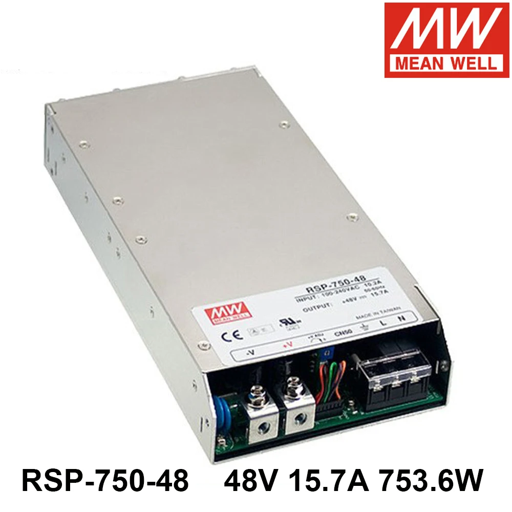 

MEAN WELL RSP-750-48 AC TO DC 48V 15.7A 753.6W Single Output Switching Power Supply PFC Meanwell Laser Machine Transformer