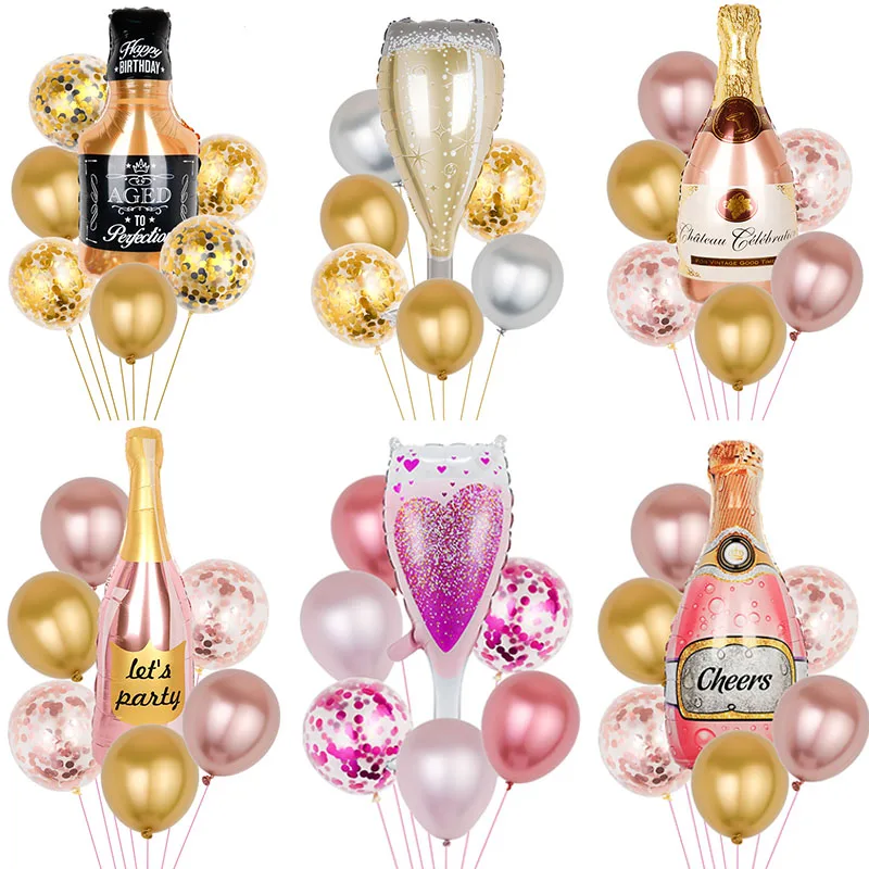 

Bachelorette Party Decorations Champagne Wine Bottle Foil Balloons Whiskey Beer Bar Cheers Ballon Birthday Wedding Dinner Decor