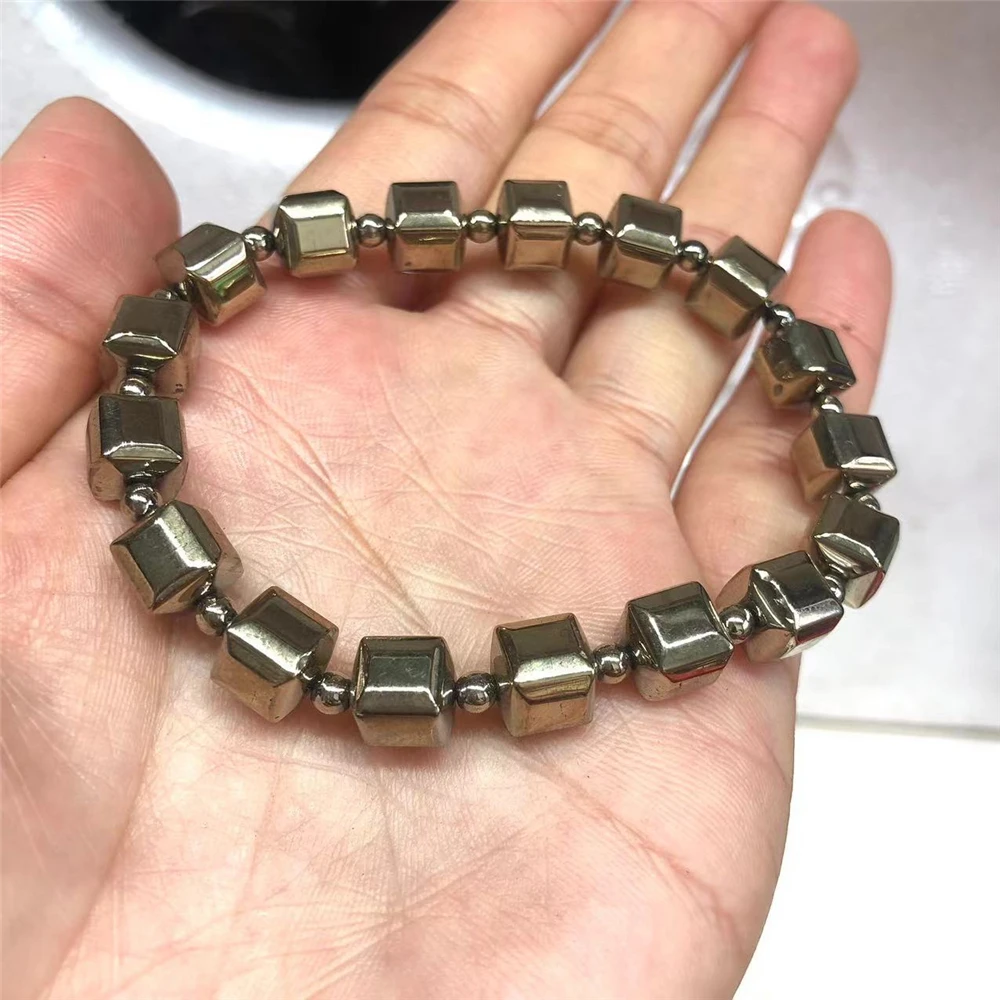 

Natural Pyrite Bracelet Fashion Strand Jewelry Energy Healing Stone Bracelets Witchcraft Gift