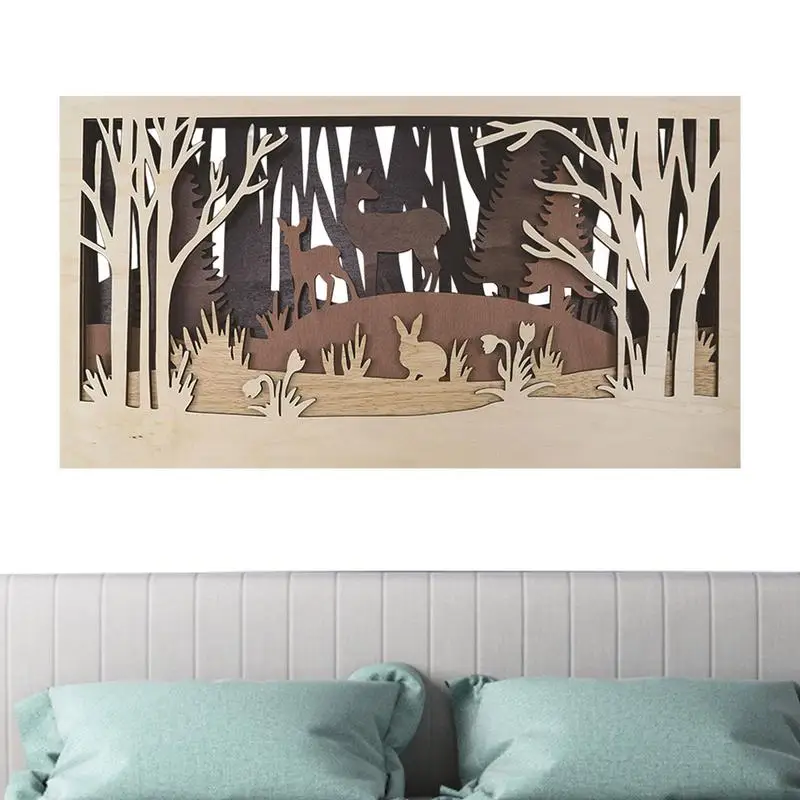 

Резной деревянный настенный Декор лесные животные декор стола полый резной дизайн и изысканные детали сильный декоративный эффект и 3D