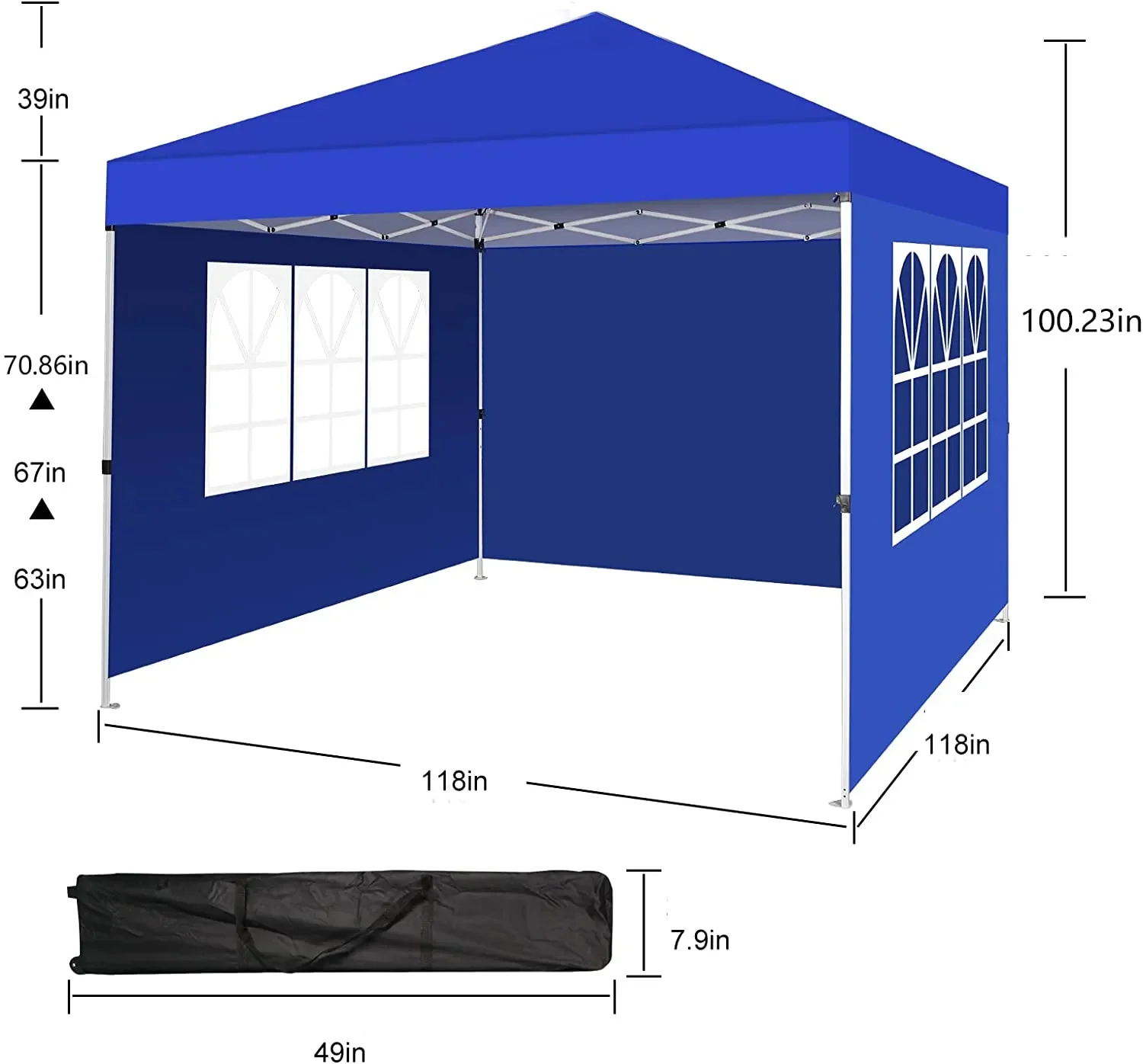 Outdoor Portable Party Folding Tent With 4 Removable Sidewal