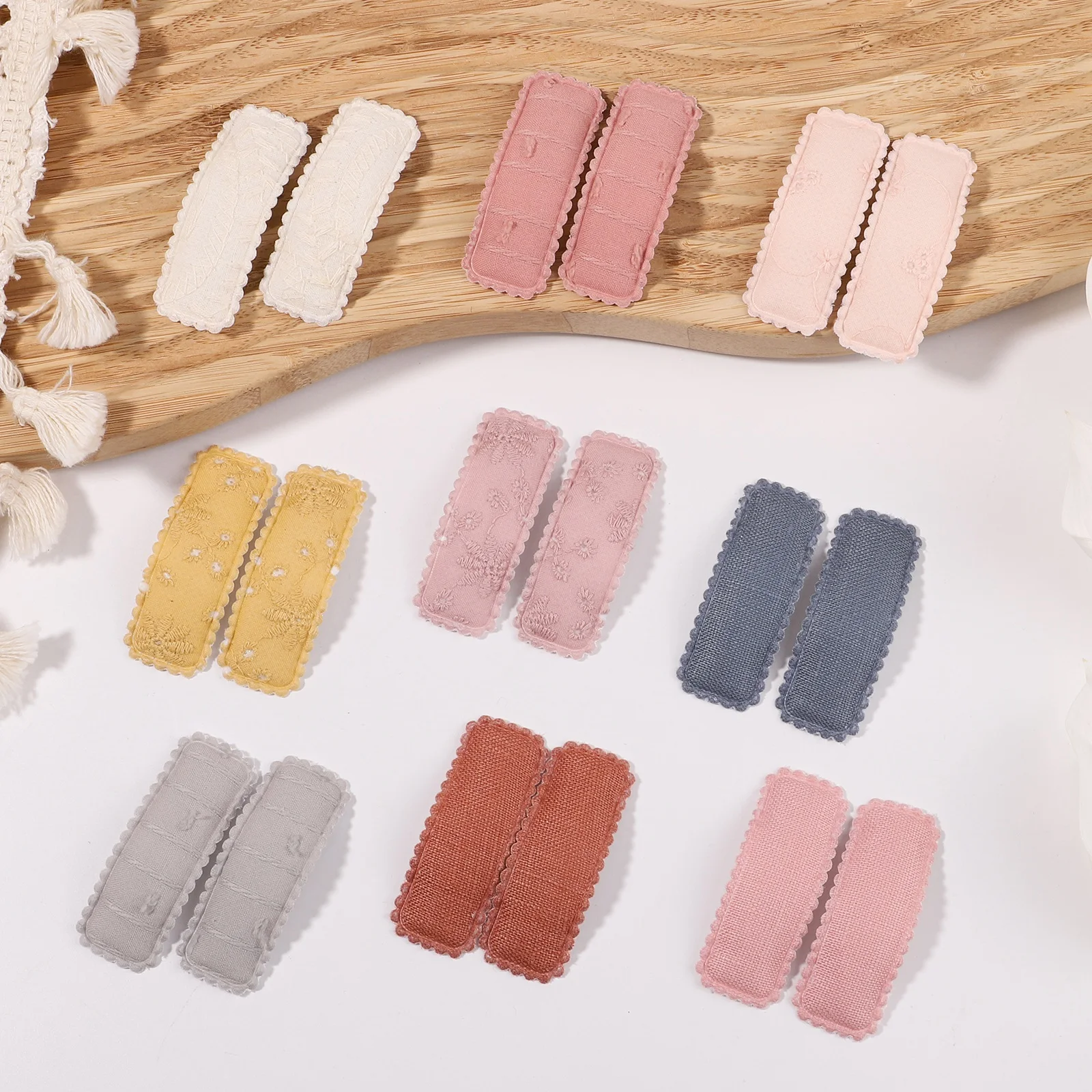 

2Pcs/Set Girls Colorful Hairpins Snap Clips Kids Embroidery Hair Ornament BB Clip Barrettes Wholesale Fashion Hair Accessories