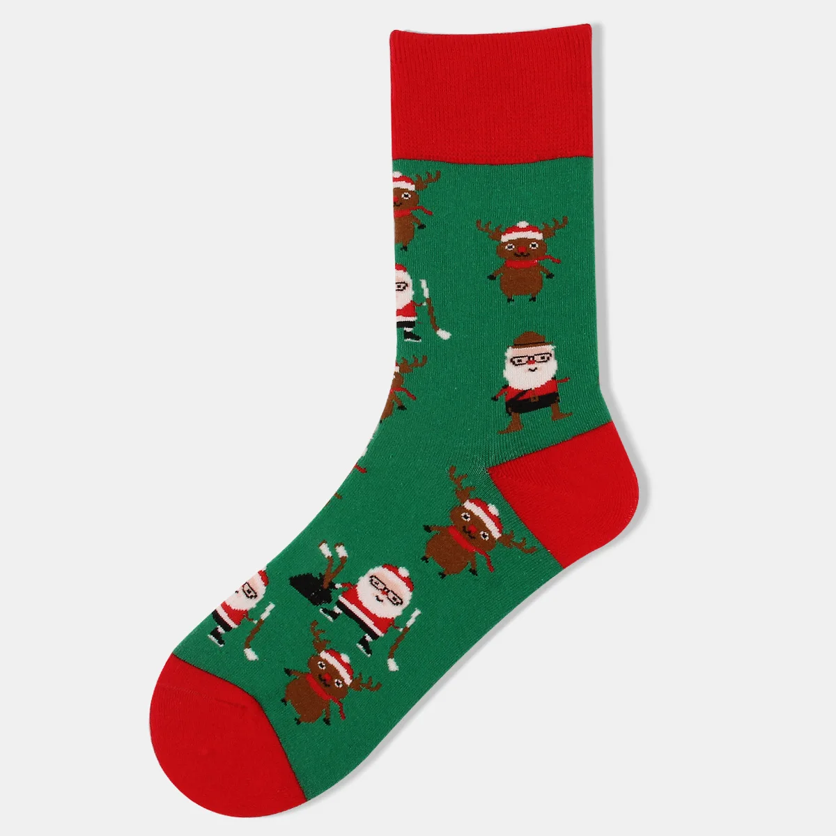 12 Pairs of Winter New Christmas Women's Socks Jacquard Cartoon Christmas Tree Santa Claus Elk Middle Tube Women's Socks