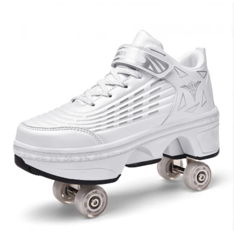 

4 wheels invisible deformable roller skates 2 in 1 detachable roller skate LACES retractable roller skates shoes