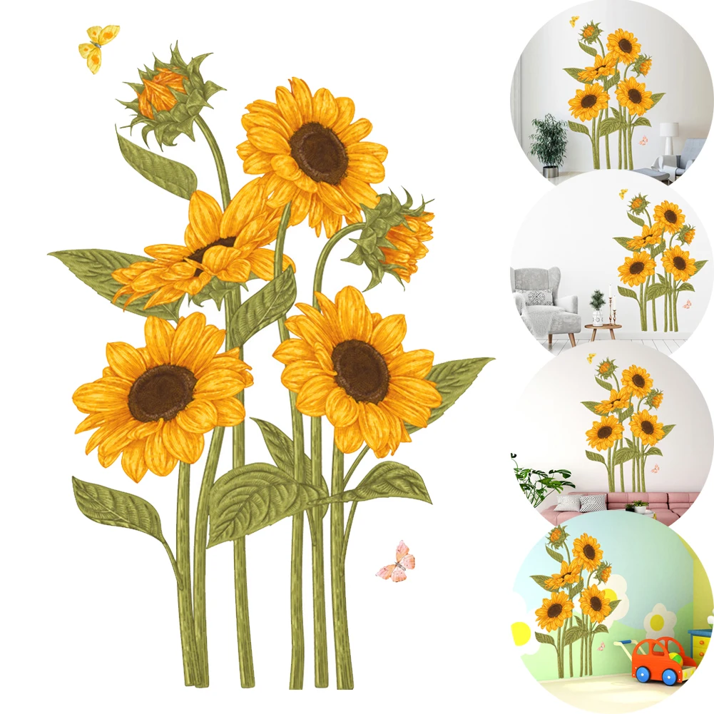 

Decoration Wall Sticker 1 Pcs 120*80cm Accessories Art Stickers Decal Home Removable Sunflower Flower 100% Brand New