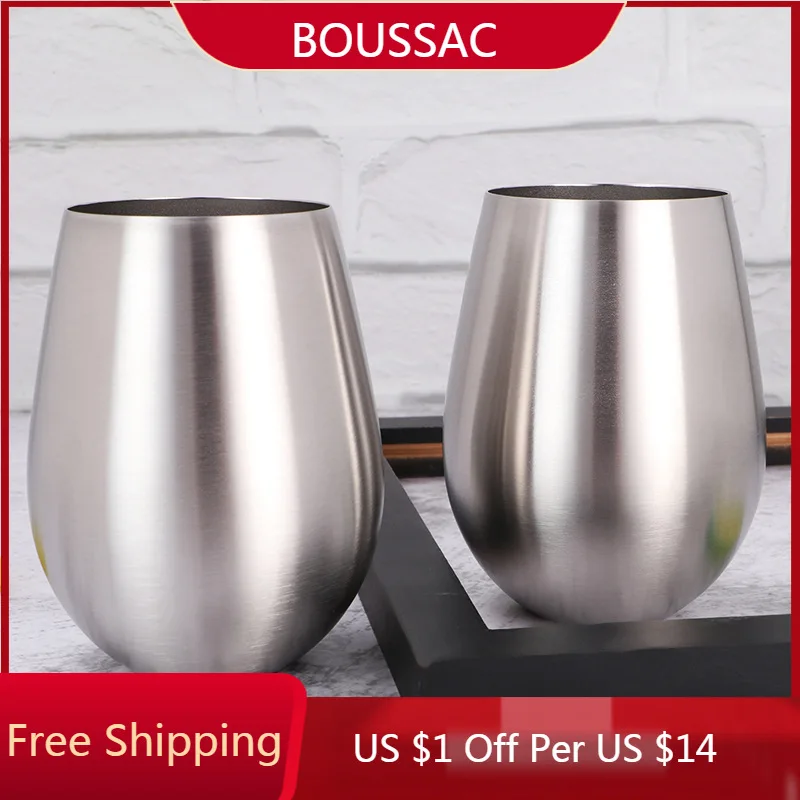 

Creative Single Layer Eggshell Cup 18oz Outdoor 304 Stainless Steel Whiskey Red Wine Glass Office Drinking Utensils