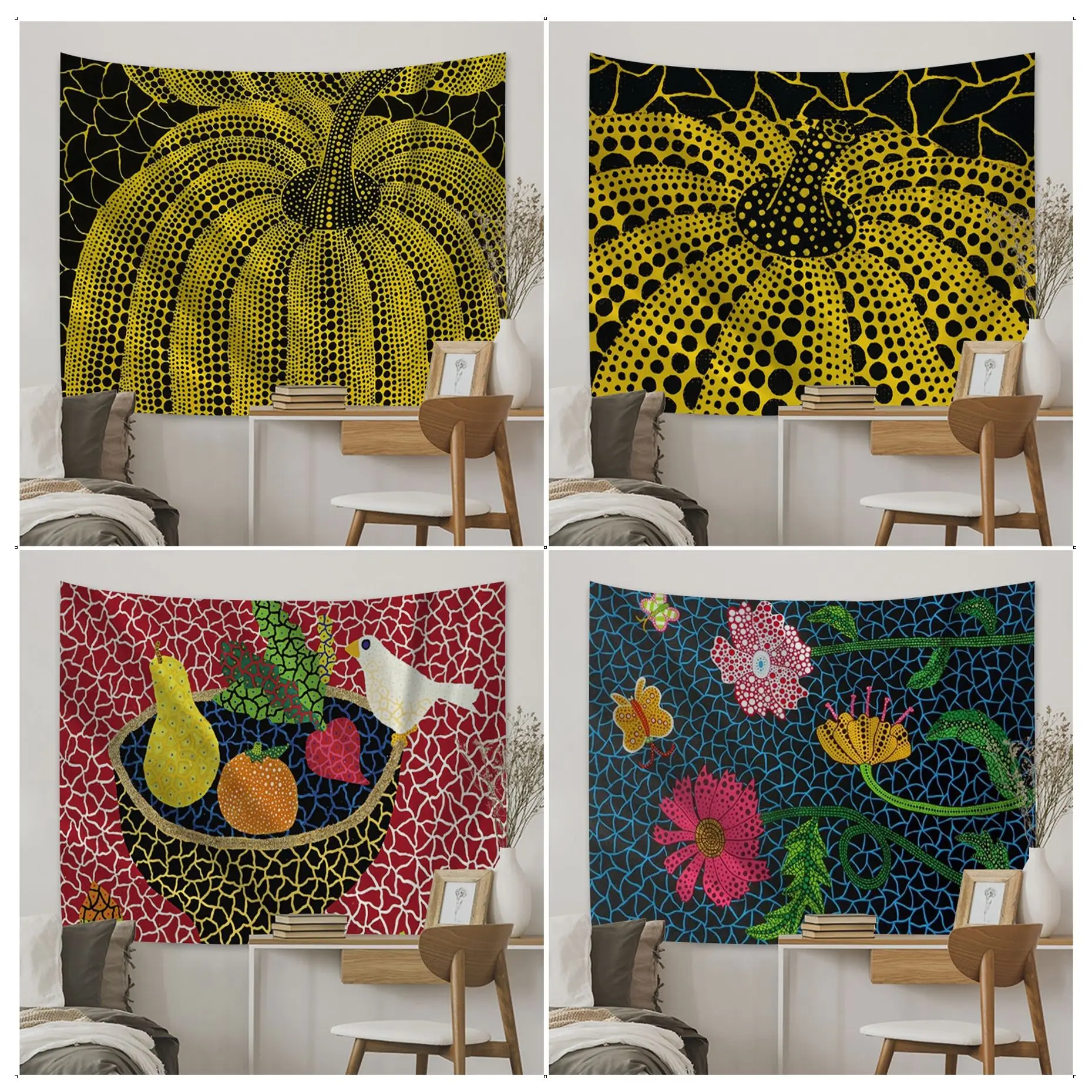 

Yayoi Kusama Hanging Bohemian Tapestry Japanese Wall Tapestry Anime Japanese Tapestry