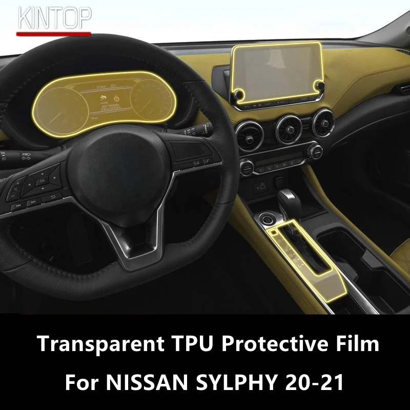 

For NISSAN SYLPHY 20-21 Car Interior Center Console Transparent TPU Protective Film Anti-scratch Repair Film Accessories Refit