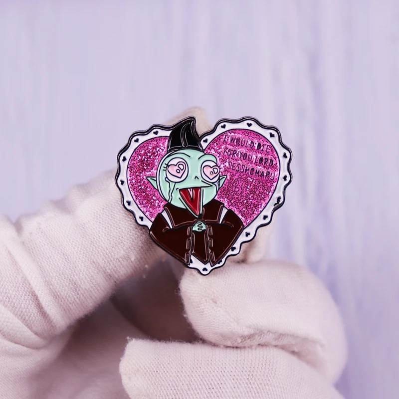 

Блестящая эмалированная булавка в форме сердца, я бы умерла для вас, лорд сесшомару, брошь, значок, Классический Аниме, стильный аксессуар дл...