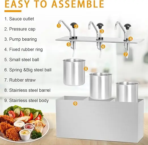 3 ведра быстросъемный насос из нержавеющей стали для специй диспенсер кетчупа