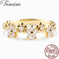 trumium genuine 925 sterling silver elegant exquisite zircon flower infinity floral rings for women love wedding gold ring