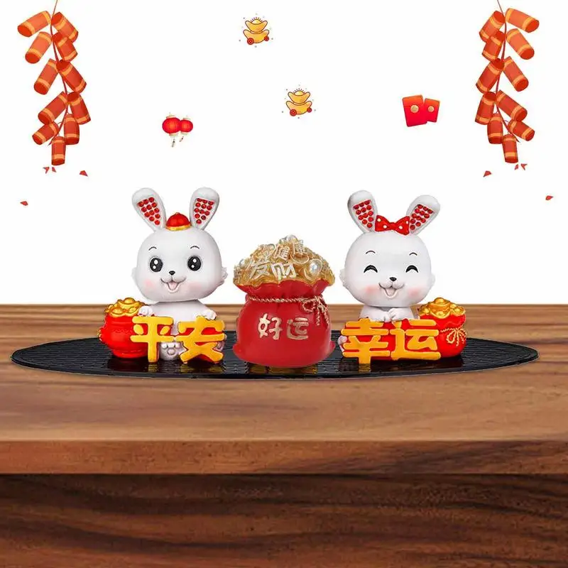 

Китайская Новогодняя фигурка кролика, миниатюрная танцевальная Статуэтка кролика, автомобильная статуэтка, милый кролик, украшение для ки...