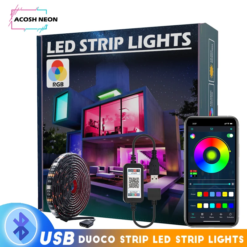 Bluetooth smart USB strip lights with APP Control 5V led rope light bar wireless 5050smd Ambient led Light for TV Gaming Desk