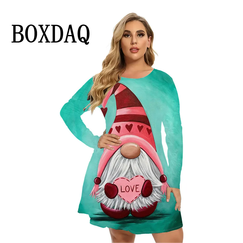 Женское платье с забавным рождественским принтом повседневное Свободное