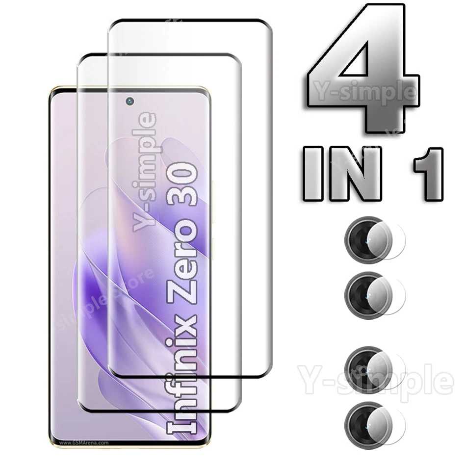 4 в 1 3D стекло для Infinix Zero 30 4G Защитная пленка экрана HD изогнутое закаленное мягкая