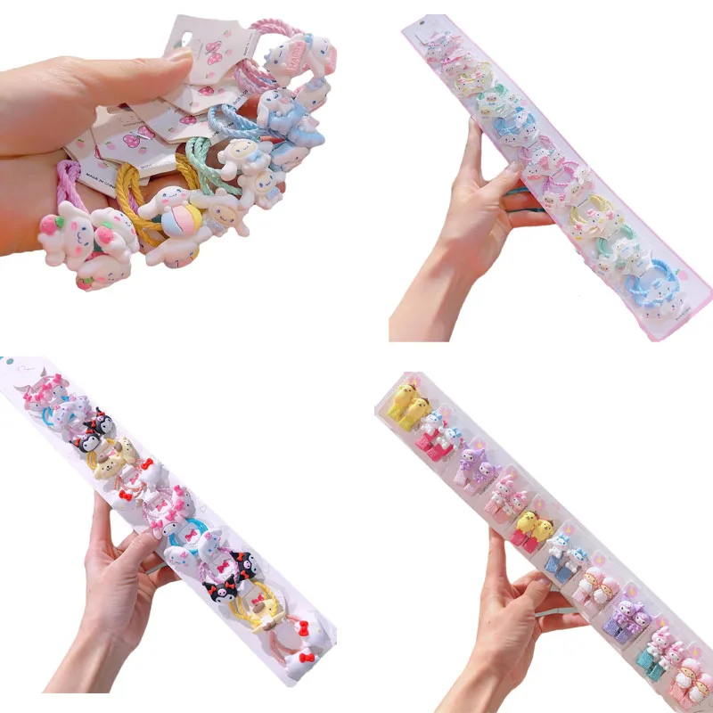 

Sanrios Cinnamoroll Kittys Kuromi Anime Kawaii Cute Luminous Little Hair Ring Cartoon Rubber Band Head Rope Hair Accessories