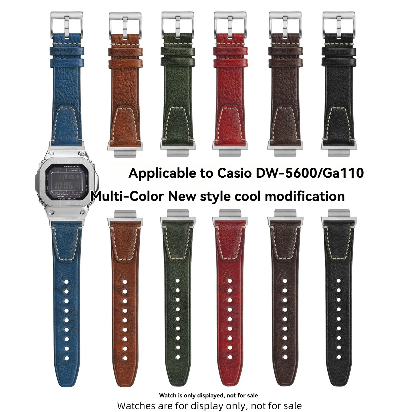 Фото Сменный винтажный кожаный ремешок для Casio G-Shock Square DW-5600, DW-5610, GW-B5600, GM-5600 и GA-100, GA-110, GA-120, GA-700 №2