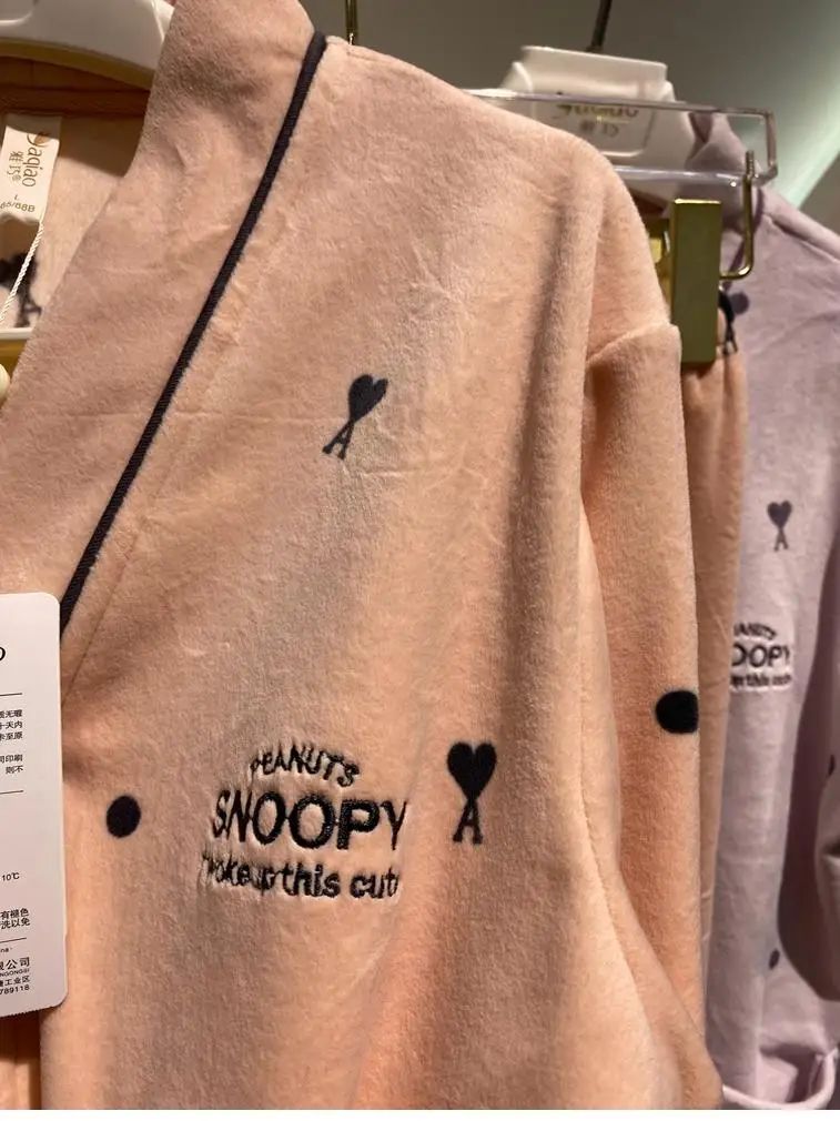 2024 Autumn and Winter New Women Pajamas Cardigan Japan fashion Warm Island Velvet Cartoon Thickened Home Wear Set