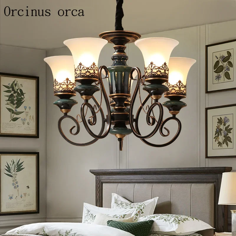 Американская роскошная синяя керамическая люстра для гостиной спальни