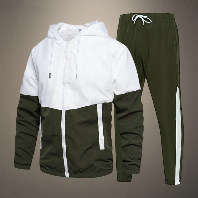 Brand Men Tracksuit Casual Set Autumn Male Joggers Hooded Sportswear Jackets+Pants 2 Piece Sets Hip Hop Running Sports Suit 2