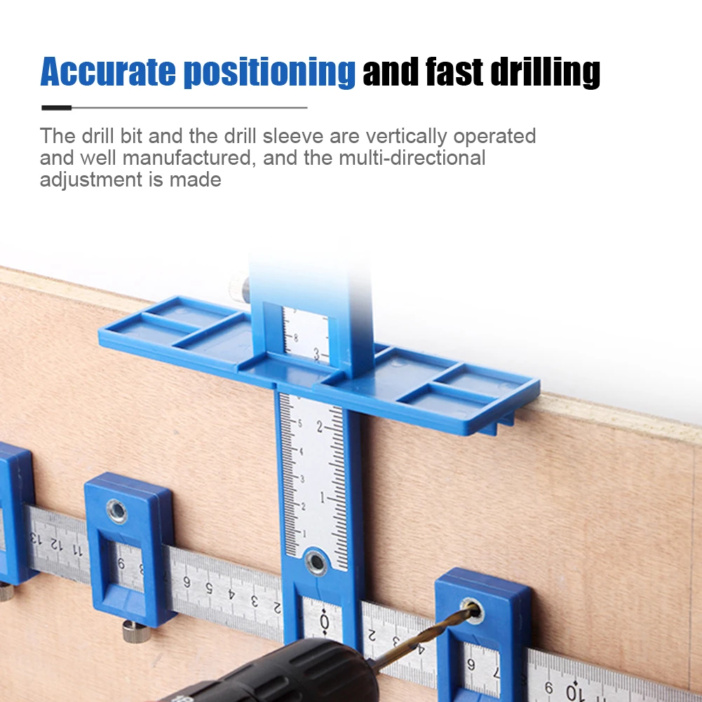 

Adjustable Hole Punching Locator Cabinet Handle Opening Punch Ruler Drilling Dowelling Hole Saw Locator for Woodworking
