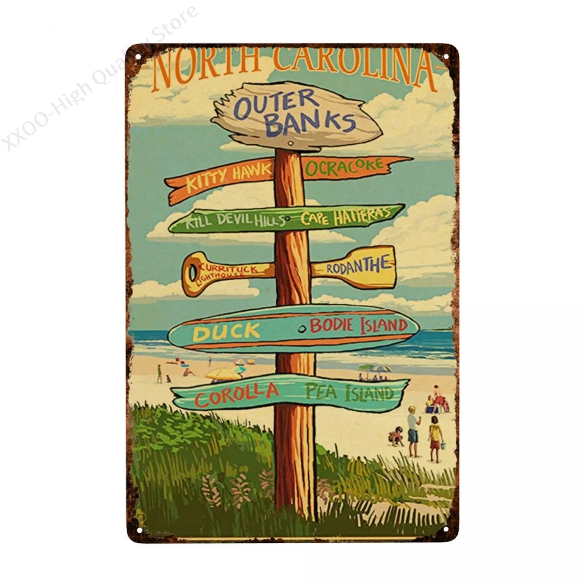 

Плакат с анимацией на пляже Bund-винтажный металлический оловянный плакат, плакат, Настенный декор для бара, кафе, сада, наружное украшение га...