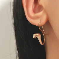retro creative snake shaped earrings exaggerated metal copper plated earrings single fashion personality animal earrings