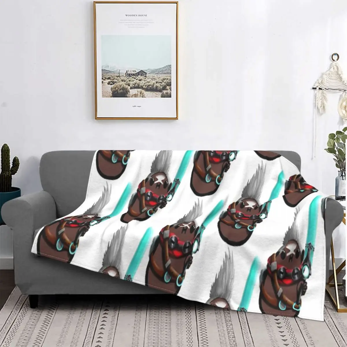 

Lol - Potato Ekko-Manta a cuadros para cama, cobertor térmico para sofá, colchas de verano
