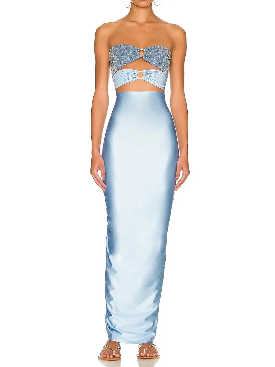 

Атласное платье без бретелек с вырезом на спине, длинное платье для выпускного вечера, пикантные топы-трубы с кольцами, облегающее летнее платье, женский элегантный наряд с рюшами, празднивечерние