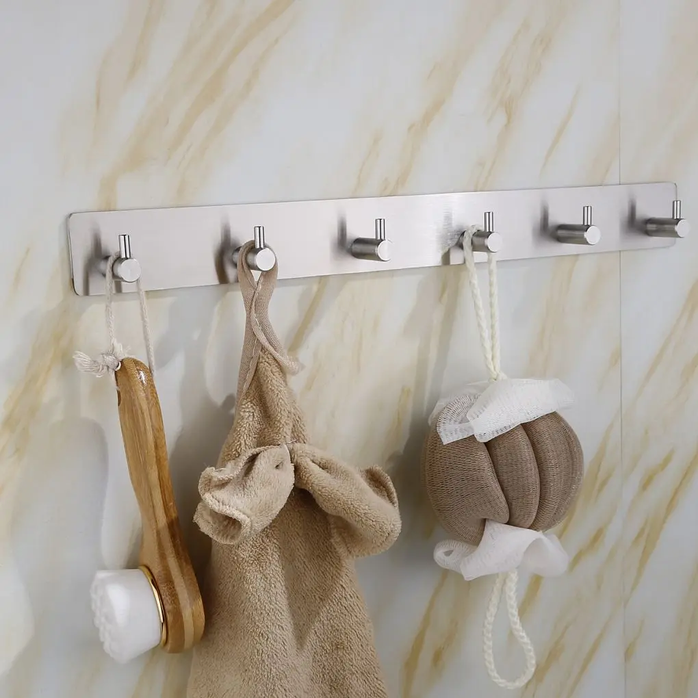 

Bathroom hooks for kitchen Door Wall Hanger Wall Hooks Hanger Self Adhesive Robe Towel Hook Stainless Steel
