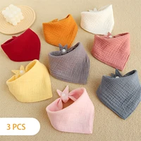 patpat 3 pack 100 cotton baby bibs solid 4 layer gauze triangle towel scarf bibs for eating drooling
