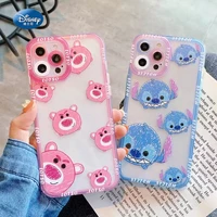 disney stitch strawberry bear phone cases for iphone 13 12 11 pro max mini xr xs max 8 x 7 se 2020 cute cartoon protective case