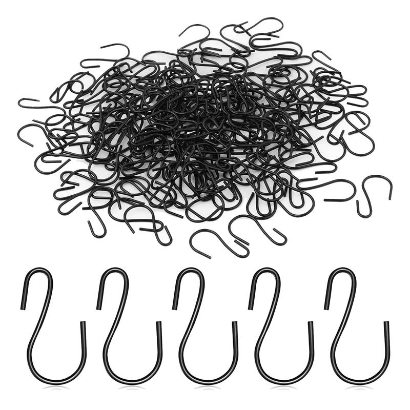 

120Pcs S-Shaped Hook Small S-Shaped Hook Metal For MINI Decorative Hook For Crafts (Black)