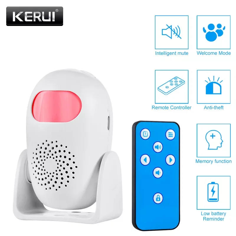 

KERUI PIR Motion Detector Security Alarm Detector Anti-theft Motion Sensor Smart Welcome Doorbell Human Body Detector
