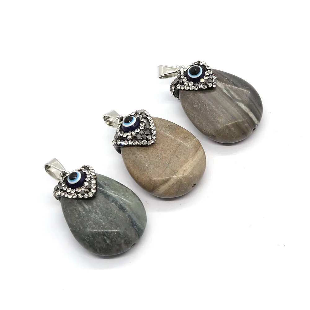 Нежный натуральный камень в форме капли агат подвеска 23x33 мм инкрустированный