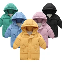 2022 children winter boys girls coat light down thicken warm long jackets pure color toddler kids outerwear