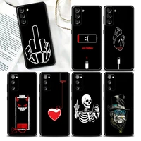 simple line art human skeleton heart phone case for samsung s22 s21 s20 fe s7 s8 s9 s10e plus ultra 4g 5g cases fundas coque