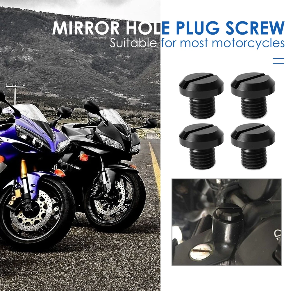 

Universal 4pcs Set M10x1.25 Motorcycle Mirror Hole Plugs Screws Bolts Caps for Yamaha FZ07 FZ09 XSR900 FZ1 FZ8