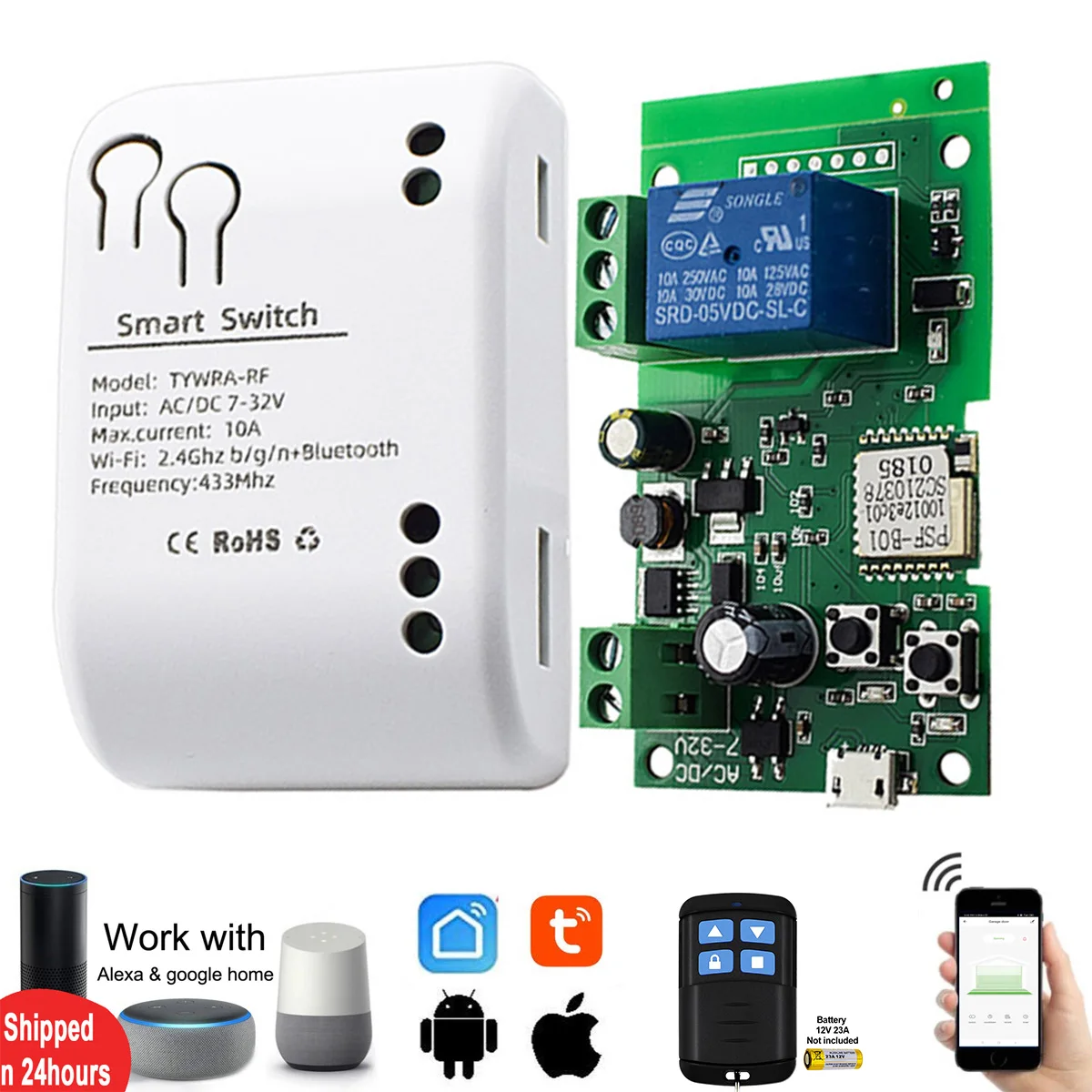 WiFi Smart Garage Door Opener Switch Sliding Gate Controller Work With Alexa Echo Google Home SmartLife Tuya APP Remote Control WiFi Smart Garage Door Opener Switch Sliding Gate Controller Work With Alexa Echo Google Home SmartLife Tuya APP Remote Control