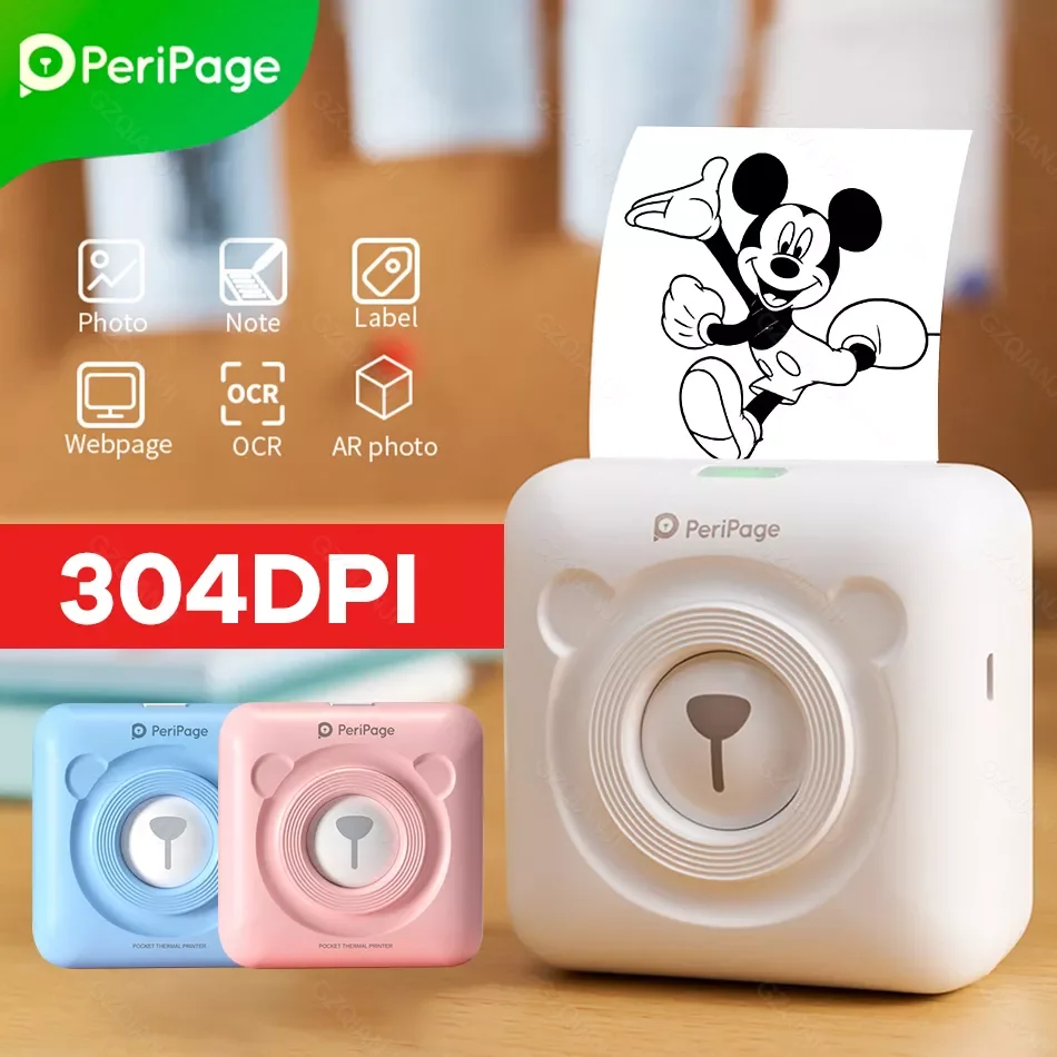 

A6 304DPI 2 Peripage Portable Bluetooth 4.0 Thermal Photo Printer Wireless Inkless Mini Pocket Label Notes Printer Papers