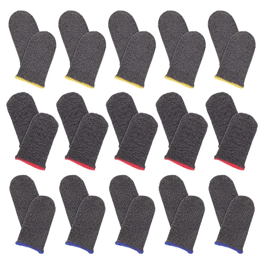 

30 Pcs Finger Cots Versatile Cover Sleeve Sweat-resistant Stall Thumb Silver Fiber Game Accessory Screen