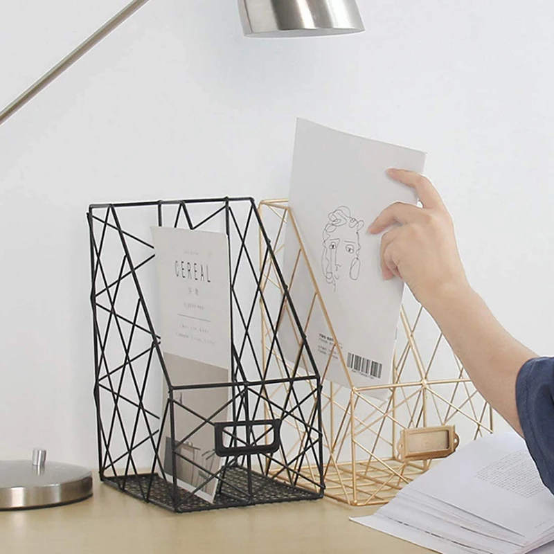 

Office Desktop Document Storage Magazine Letter Tray File File Tray Compartment Metal Space-saving 2 Magazine Organiser