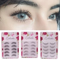 5 pairs cross wispy daily eye makeup 3d false eyelashes natural fairy lash extension big eyes beauty transparent strip lashes