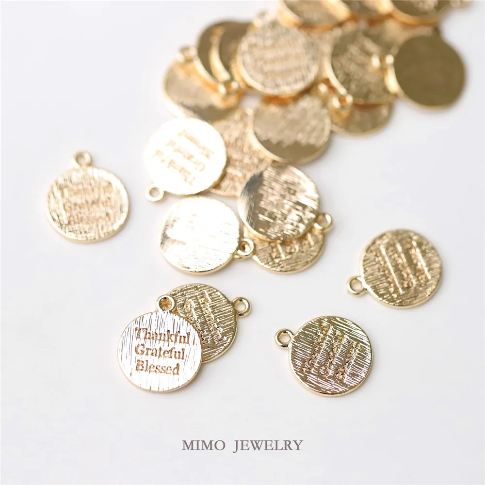 

MIMO JEWELRY Copper plated brushed tree engraved Round Pendant round tag versatile tail pendant DIY Pendant
