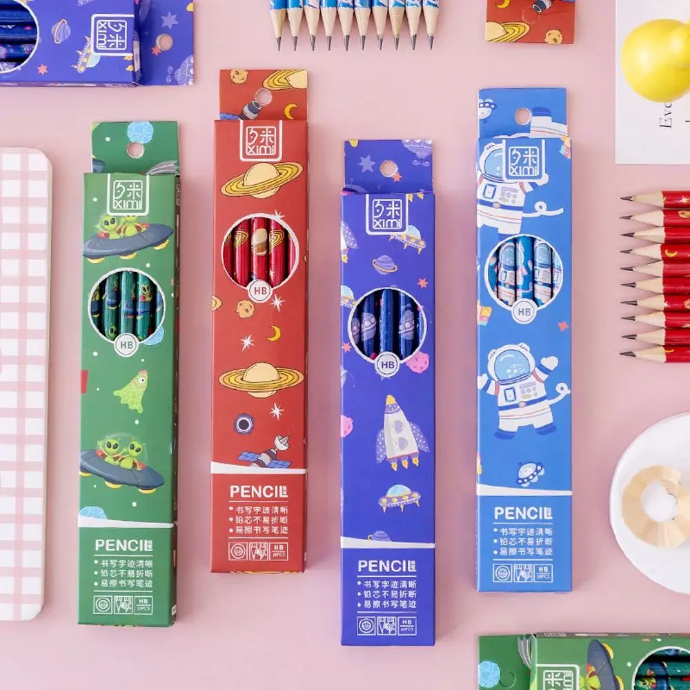 

Карандаши для письма, деревянные карандаши, художественные канцелярские тематические карандаши с космическим рисунком, набор карандашей с ластиком