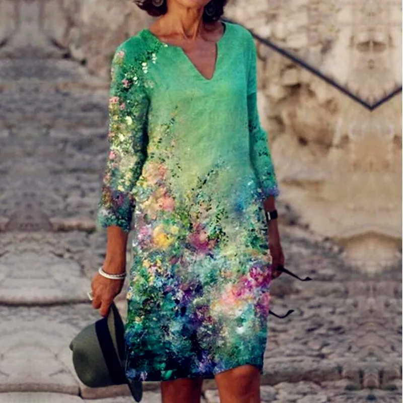 

Women 2022 Loose Spring Vintage Ruffles Befree Dress Large Big Printed Sexy Summer Boho Casual Party Elegant Dresses Plus Sizes